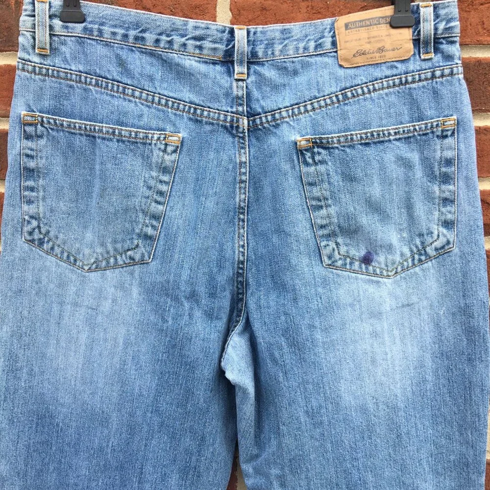 Eddie Bauer Jeans Mens Size 32 Loose Fit Distressed VTG Y2K